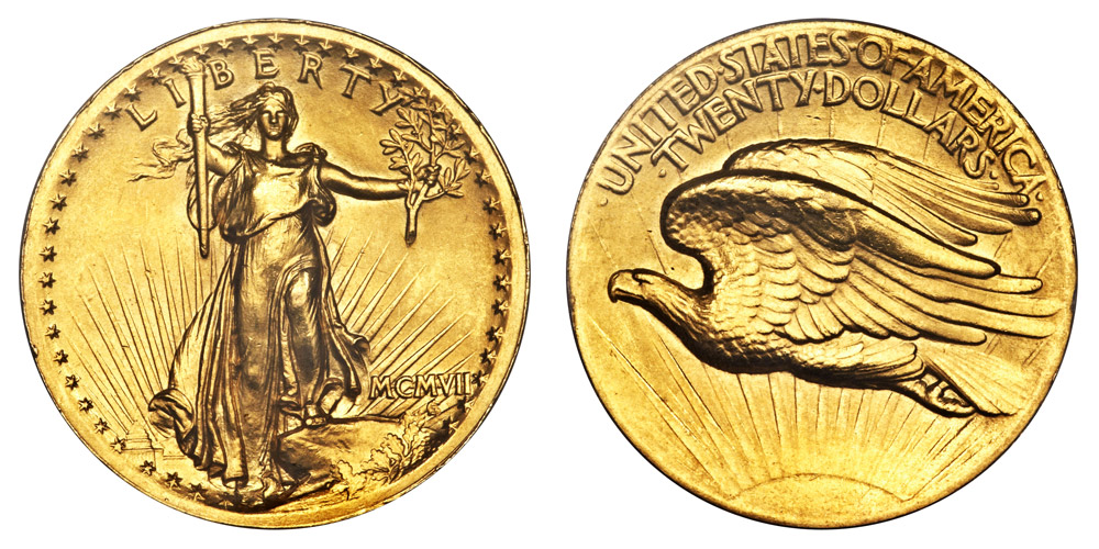 1907 Saint Gaudens double eagle Arena Pile Top 7 Most Expensive Coins In The World