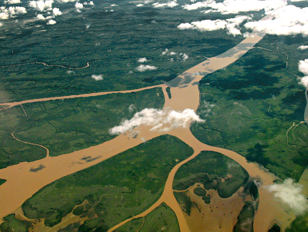 A wide view of the Paraná River with boats navigating its waters.