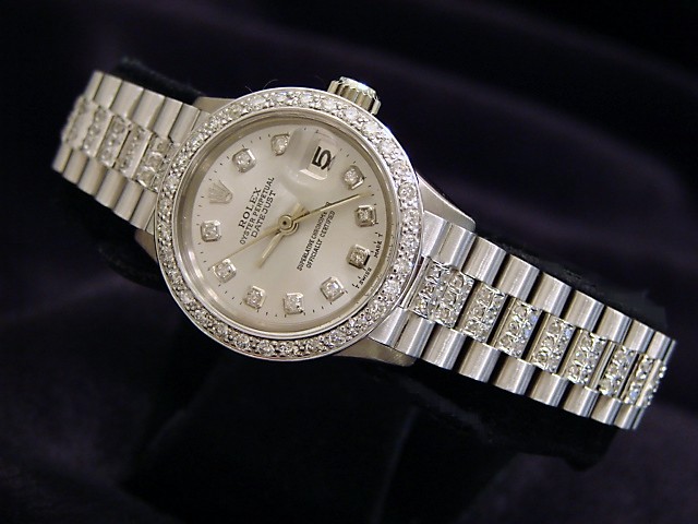Datejust Ladies White Gold Diamond Pave Watch Arena Pile Top 10 Most Expensive Rolex Diamond Watches For Men And Women