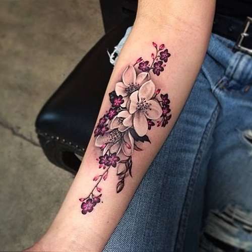 Watercolor flower tattoos