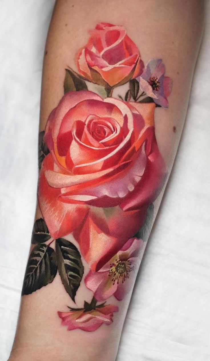 Watercolor flower tattoos